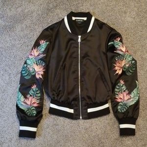Bebe Embroidered Bomber Jacket